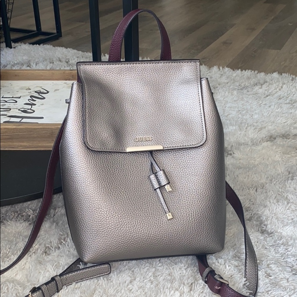 Grey metallic backpack